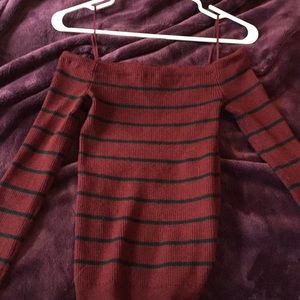 Off the shoulder striped sweater